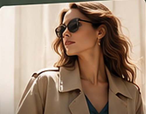Woman in a trench coat and sunglasses